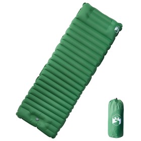Colchón de camping autoinflable con almohada 1 persona verde