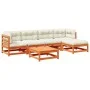 Set de sofás jardín 6 pzas con cojines madera pino marrón cera by vidaXL, Garden sets - Ref: Foro24-3299402, Price: 600,57 €,...