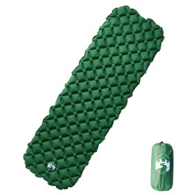 Colchón inflable de camping para 1 persona verde 190x58x6 cm