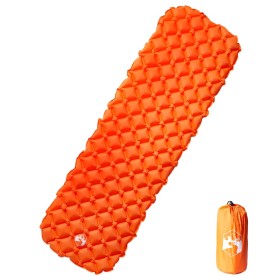 Colchón inflable de camping para 1 persona naranja 190x58x6 cm
