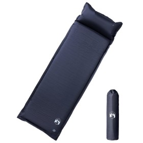 Colchón de camping autoinflable con con almohada 1 persona gris