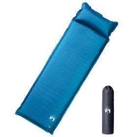 Colchón de camping autoinflable con almohada 1 persona turquesa