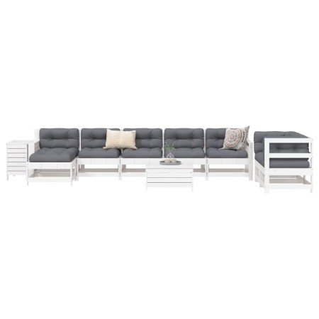 Juego de sofás de jardín 10 pzas madera maciza de pino blanco by vidaXL, Garden sets - Ref: Foro24-3250665, Price: 721,11 €, ...