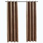 Cortinas opacas con anillas 2 uds terciopelo beige 140x225 cm