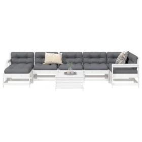 Juego de sofás de jardín 8 pzas madera maciza de pino blanco by vidaXL, Garden sets - Ref: Foro24-3250633, Price: 546,16 €, D...
