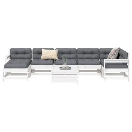 Gartensitzgruppe 8-teilig Massivholz Kiefer Weiß von vidaXL, Gartensets - Ref: Foro24-3250633, Preis: 546,16 €, Rabatt: %
