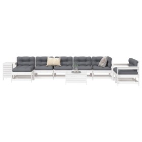 Juego de sofás de jardín 10 pzas madera maciza de pino blanco by vidaXL, Garden sets - Ref: Foro24-3250673, Price: 694,03 €, ...