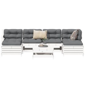 Juego de sofás de jardín 7 pzas madera maciza de pino blanco by vidaXL, Garden sets - Ref: Foro24-3250989, Price: 452,15 €, D...
