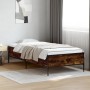 Engineered wood bed frame metal smoke oak 75x190 cm by vidaXL, Beds and slatted bases - Ref: Foro24-844993, Price: 71,96 €, D...