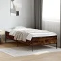 Estructura cama madera ingeniería metal roble humo 75x190 cm de vidaXL, Camas y somieres - Ref: Foro24-844993, Precio: 71,24 ...