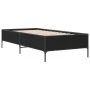 Black engineered wood and metal bed frame 75x190 cm by vidaXL, Beds and slatted bases - Ref: Foro24-844991, Price: 66,36 €, D...