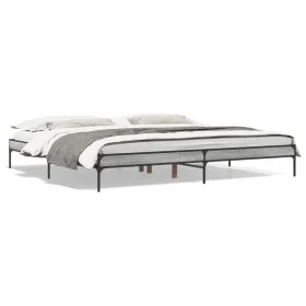 Sonoma gray metal engineered wood bed frame 180x200 cm by vidaXL, Beds and slatted bases - Ref: Foro24-845004, Price: 96,58 €...