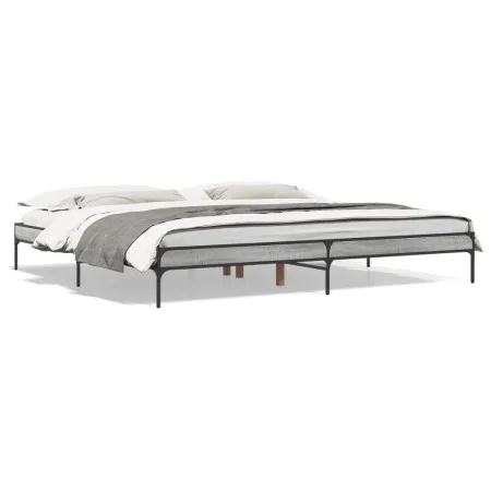 Sonoma gray metal engineered wood bed frame 180x200 cm by vidaXL, Beds and slatted bases - Ref: Foro24-845004, Price: 96,57 €...