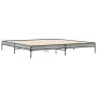 Estructura cama madera ingeniería metal gris Sonoma 180x200 cm de vidaXL, Camas y somieres - Ref: Foro24-845004, Precio: 96,5...