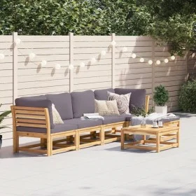 Gartenmöbel-Set 6-teilig mit massiven Akazienholzrahmen und Kissen. von vidaXL, Modulare Sofas für den Außenbereich - Ref: Fo...