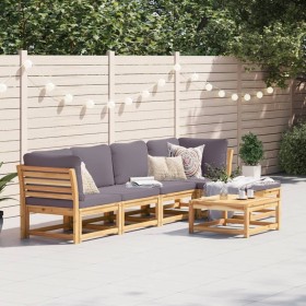 Juego de muebles jardín 6 pzas con cojines madera maciza acacia by vidaXL, Modular outdoor sofas - Ref: Foro24-3214310, Price...