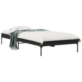 Engineered wood and black metal bed frame 90x200 cm by vidaXL, Beds and slatted bases - Ref: Foro24-845031, Price: 67,43 €, D...