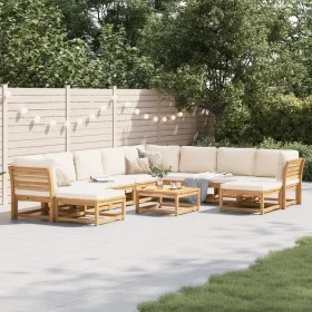 Gartenmöbel-Set 11-teilig mit massiven Akazienholz-Möbeln und Polstern. von vidaXL, Modulare Sofas für den Außenbereich - Ref...