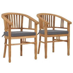 Garden chairs with cushions 2 units solid teak wood by vidaXL, Garden chairs - Ref: Foro24-49431, Price: 366,75 €, Discount: %