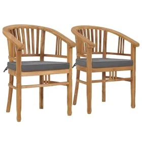 Garden chairs with cushions 2 units solid teak wood by vidaXL, Garden chairs - Ref: Foro24-49431, Price: 355,89 €, Discount: %