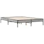 Sonoma gray metal engineered wood bed frame 135x190 cm by vidaXL, Beds and slatted bases - Ref: Foro24-845044, Price: 87,53 €...