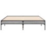 Estructura cama madera ingeniería metal gris Sonoma 135x190 cm de vidaXL, Camas y somieres - Ref: Foro24-845044, Precio: 88,3...