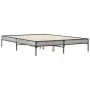 Estructura cama madera ingeniería metal gris Sonoma 135x190 cm de vidaXL, Camas y somieres - Ref: Foro24-845044, Precio: 78,7...