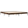 Estructura cama madera ingeniería metal roble ahumado 200x200cm de vidaXL, Camas y somieres - Ref: Foro24-844998, Precio: 116...