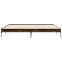 Bettgestell aus Holzwerkstoff, Metall, geräucherte Eiche, 200 x 200 cm von vidaXL, Betten und Lattenroste - Ref: Foro24-84499...