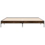 Estructura cama madera ingeniería metal roble ahumado 200x200cm de vidaXL, Camas y somieres - Ref: Foro24-844998, Precio: 116...