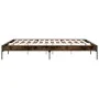 Bettgestell aus Holzwerkstoff, Metall, geräucherte Eiche, 200 x 200 cm von vidaXL, Betten und Lattenroste - Ref: Foro24-84499...