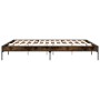 Estructura cama madera ingeniería metal roble ahumado 200x200cm de vidaXL, Camas y somieres - Ref: Foro24-844998, Precio: 116...
