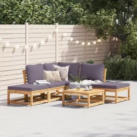 Juego de muebles jardín 6 pzas con cojines madera maciza acacia by vidaXL, Modular outdoor sofas - Ref: Foro24-3214306, Price...