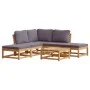 Juego de muebles jardín 6 pzas con cojines madera maciza acacia by vidaXL, Modular outdoor sofas - Ref: Foro24-3214306, Price...