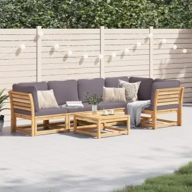 Gartenmöbel-Set 6-teilig mit massiven Akazienholzrahmen und Kissen. von vidaXL, Modulare Sofas für den Außenbereich - Ref: Fo...