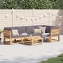 Juego de muebles jardín 6 pzas con cojines madera maciza acacia by vidaXL, Modular outdoor sofas - Ref: Foro24-3214312, Price...