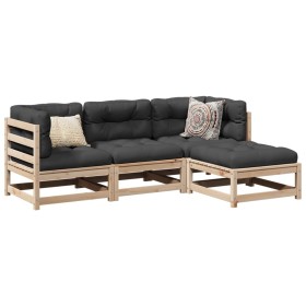 Juego de sofás de jardín 4 pzas con cojines madera maciza pino by vidaXL, Garden sets - Ref: Foro24-3295814, Price: 361,84 €,...
