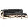 Juego de sofás de jardín 4 pzas con cojines madera maciza pino by vidaXL, Garden sets - Ref: Foro24-3295814, Price: 356,78 €,...