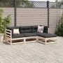 Juego de sofás de jardín 4 pzas con cojines madera maciza pino by vidaXL, Garden sets - Ref: Foro24-3295814, Price: 356,78 €,...