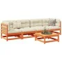 Set de sofás jardín 5 pzas con cojines madera pino marrón cera by vidaXL, Garden sets - Ref: Foro24-3299276, Price: 509,34 €,...