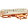 Set de sofás jardín 5 pzas con cojines madera pino marrón cera by vidaXL, Garden sets - Ref: Foro24-3299276, Price: 509,34 €,...