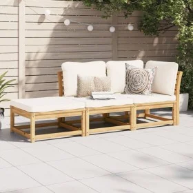 3-teiliges Gartenmöbel-Set mit Akazienholz und Kissen. von vidaXL, Modulare Sofas für den Außenbereich - Ref: Foro24-3214304,...