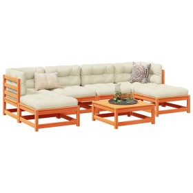 Gartensofa-Set, 7-teilig, mit Kissen, aus braun gewachstem Kiefernholz. von vidaXL, Gartensets - Ref: Foro24-3295823, Preis: ...