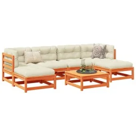 Set de sofás jardín 7 pzas con cojines madera pino marrón cera by vidaXL, Garden sets - Ref: Foro24-3295823, Price: 684,64 €,...