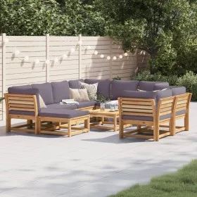 Gartenmöbel-Set 10-teilig mit massiven Akazienholzrahmen und Kissen. von vidaXL, Modulare Sofas für den Außenbereich - Ref: F...