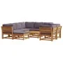 Juego muebles jardín 10 pzas con cojines madera maciza acacia by vidaXL, Modular outdoor sofas - Ref: Foro24-3214319, Price: ...
