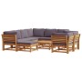 Juego muebles jardín 10 pzas con cojines madera maciza acacia by vidaXL, Modular outdoor sofas - Ref: Foro24-3214319, Price: ...