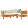 Set de sofás jardín 4 pzas con cojines madera pino marrón cera by vidaXL, Garden sets - Ref: Foro24-3299416, Price: 382,46 €,...
