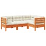 Set de sofás jardín 4 pzas con cojines madera pino marrón cera by vidaXL, Garden sets - Ref: Foro24-3299416, Price: 382,46 €,...