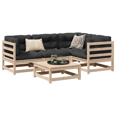 Juego de sofás de jardín 5 pzas con cojines madera maciza pino by vidaXL, Garden sets - Ref: Foro24-3299423, Price: 421,85 €,...